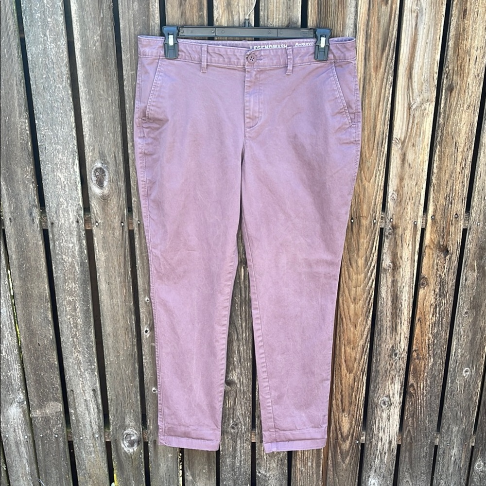 Eddie Bauer 12 Boyfriend Midrise Slim Pants Mauve Purple Stretch Ladies Chino